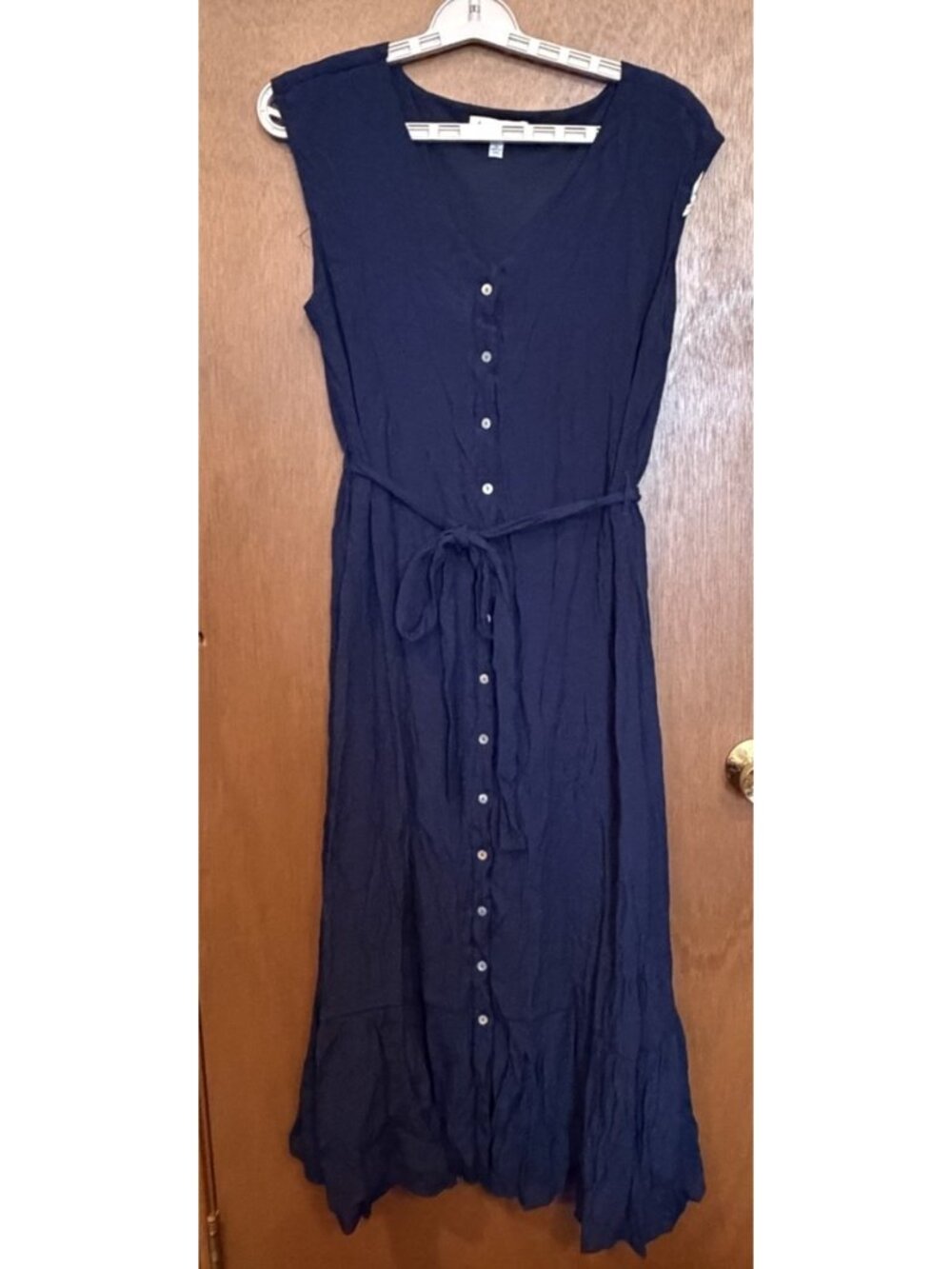 Nanette Lepore Size 12 Navy Blue Sleeveless Button Down Dress